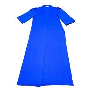 Vintage Miss Elaine Blue Night Gown Housecoat Robe Moomoo Full Length House Coat